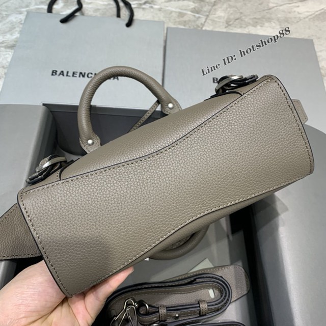 Balenciaga專櫃爆款荔枝紋妝墨灰色手袋手提包 638512 巴黎世家小號Neo Classic機車包 fyj1442